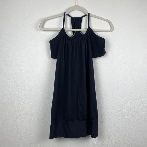 Lululemon Tops - Lululemon No Limits Tank Top Black Racerback Sports Bra Attached Womens Sz 8